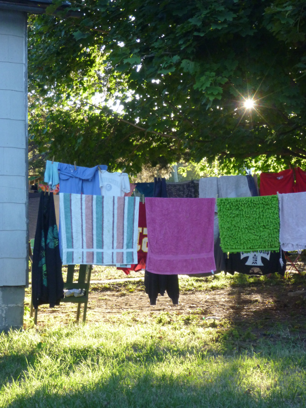 Laundry hanging on a line